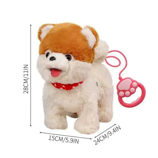 Walking and Singing Dog Soft Toy with Button Control Leash Electronic Pets for Kids