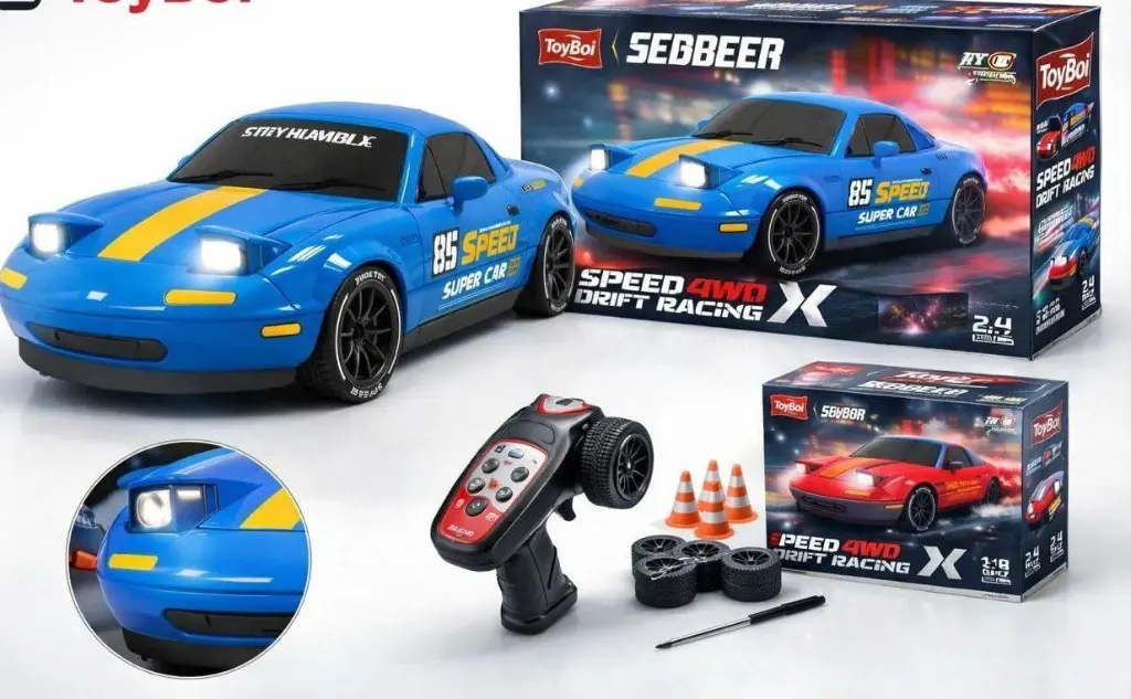 All New Driftcar MX 50 with Pop up headlights Drift Car 1:24 20km/h 2.4g 4wd High Speed 3 Type Of Tire 2 Sets Of Tail Classic Racing Rc Cars For Adults