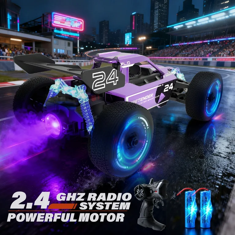  High-Speed RC Climbing Car | Rear Mist Spray & LED Lights, Colours: Blue and Red