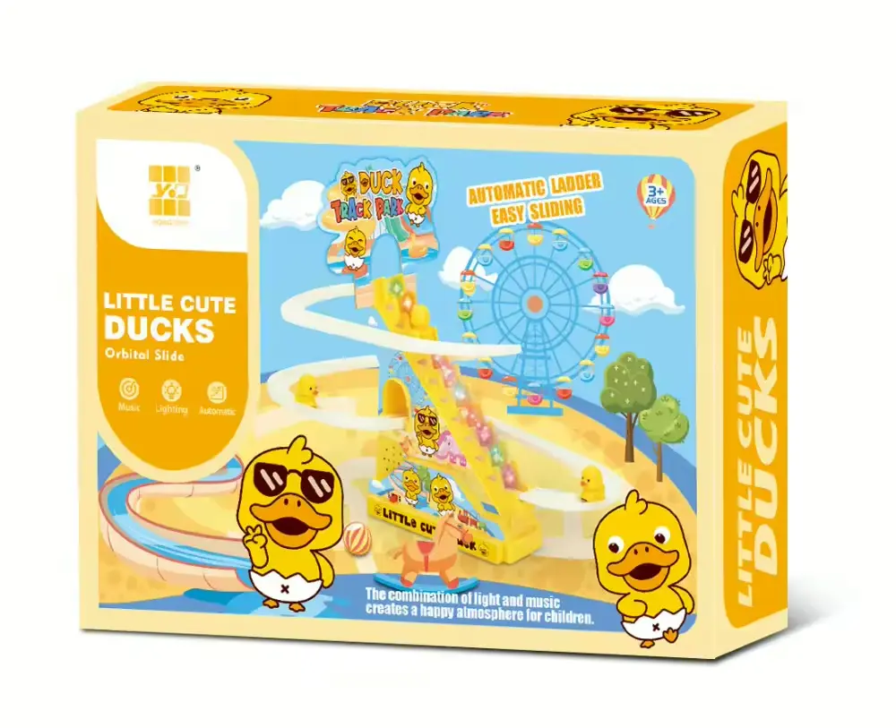 New Duck Slide Toy Set, Automatic Stair-Climbing Race Track Set For Kids