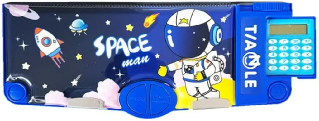 Multifunctional School Pencil Box With Calculator Cute Cartoon Stationery With Inbuilt Scissor Ruler Eraser & Sharpener Magnetic Box
