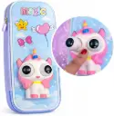 Unicorn Pop Eye 3D Pencil Case | Cute Cartoon Unicorn Zipper Pouch  | Stress Relief Pop-Out Eyeballs |  Large Capacity Stationery Organizer for Kids 