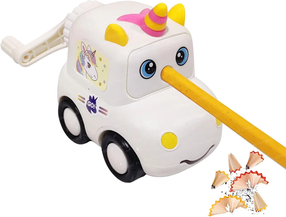 Sharpener for Kids - Unicorn Pencil Sharpener with Wheels, Table Sharpener Machine, Manual Sharpeners, Birthday Return Gift, Sharpeners for School and Office 