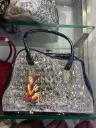 Black Femiga Synthetic leather Handbag Adorned with Rhinestones and Studs