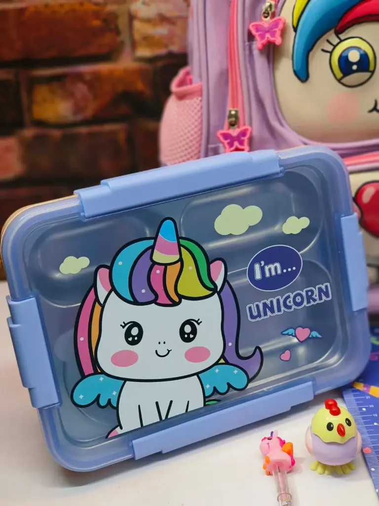 Kids Stainless Steel & Plastic Lunch Box for Age 10-12 Year for School (1000 ML)
