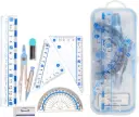 Metal Compass Set - Geometry Box with Compass, Set Squares, Ruler, Ruler Sets, Instrument Box, Math Geometry Kit for Student & Professional (7Pcs)