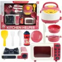 Kids Kitchen Play Set with Stove, Microwave, Blender, Cookware, Realistic Pretend Cooking Toy, Interactive Role Play, Kitchen Set Toy 