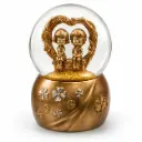 Personalised Couple Snow Globe Showpiece in Assorted Gold & Silver, Custom Name Romantic Heart Figurine, Decorative Gift for Anniversary, Wedding, Valentine & Home Decor