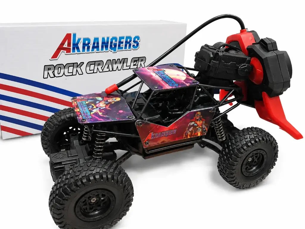 Akrangers RC Rock Crawler Monster Truck, 1:18 Scale, 2WD Remote Control Car with Smoke Spray,  Rechargeable Off-Road Climbing Toy for Kids, Lightning Effect, Multi-Color