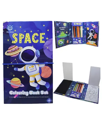 Colouring and Scratch Book with 8 Colour Pencils, Art and Craft Drawing Color Book Set Boys, Girls Toddlers, Birthday Return Gift for Kids 