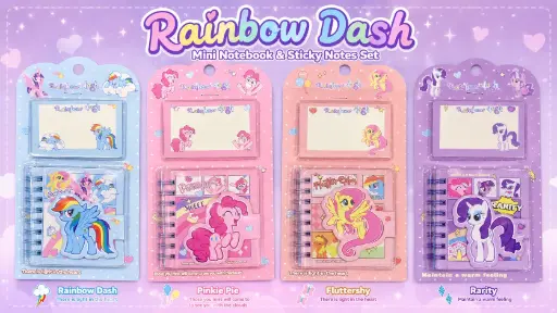 Rainbow Dash Mini Spiral Notebook & Sticky Note Set